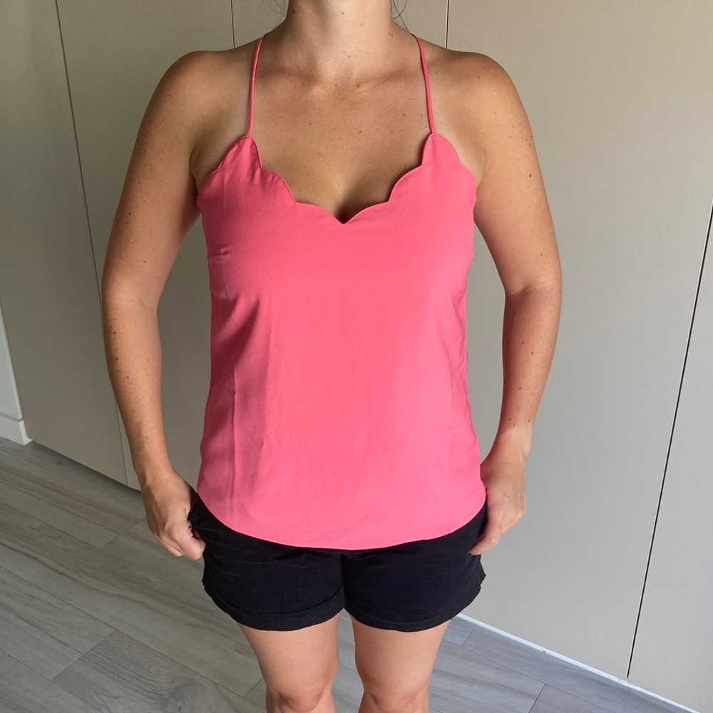 J Crew Pink Scallop Cami Tank EUC